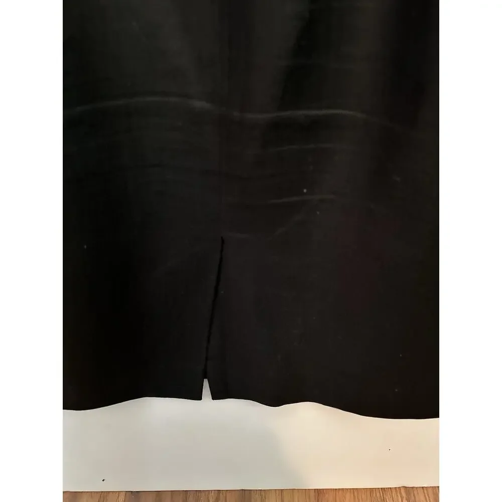 Talbots A-Line 100% LINEN Skirt Size 12 Black Lined Office Minimalist Career - Picture 2 of 9